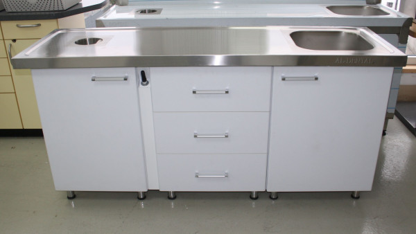 Preview: Gipstheke Gipszeile mit Edelstahlarbeitsplatte NEU WB Rechts