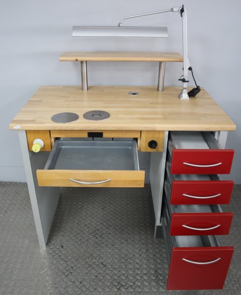 Preview: KaVo Einzel-Arbeitsplatz / Techniktisch mit Gelenkleuchte und Soft Close # 01197