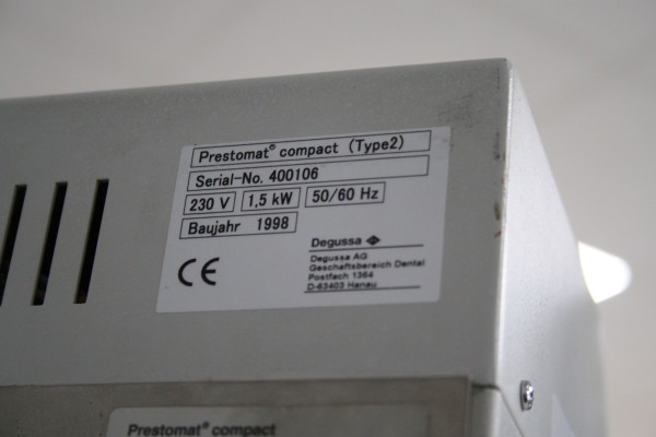 Preview: DEGUSSA Vakuumdruckgußgerät Typ Prestomat compact Typ 2 # 01888