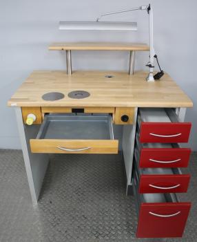 Preview: KaVo Einzel-Arbeitsplatz / Techniktisch mit Gelenkleuchte und Soft Close # 01197