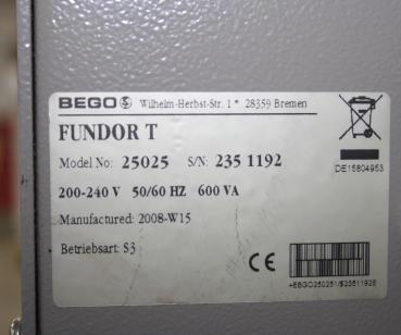 BEGO Gußgerät / Gießgerät Typ Fundor T # 01886