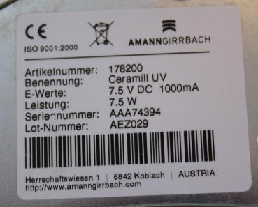 AMANN GIRRBACH ceramill UV Polymerisationslampe # 01168