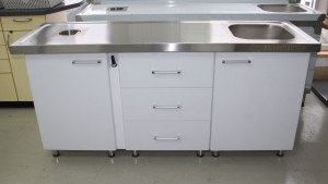 Preview: Gipstheke Gipszeile mit Edelstahlarbeitsplatte NEU WB Rechts