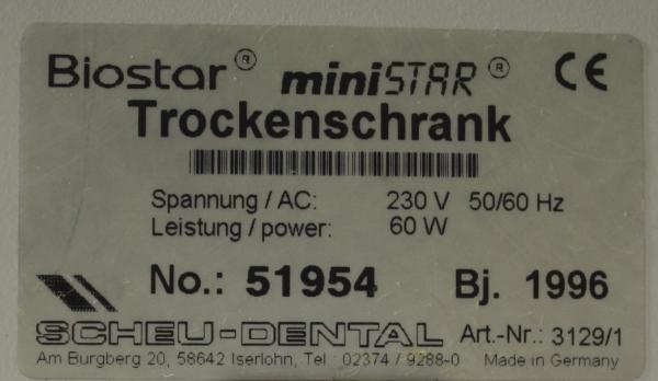 SCHEU-DENTAL Biostar Trockenschrank miniSTAR # 9057